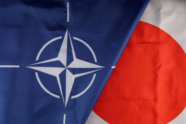 LVIV, UKRAINE - February 25, 2022: NATO and Japan flag