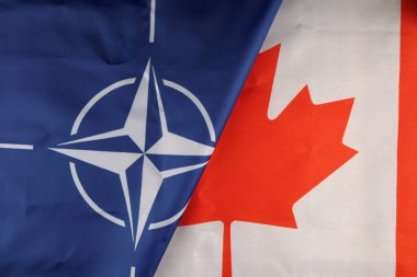 LVIV, UKRAINE - February 25, 2022: NATO and Canada flag