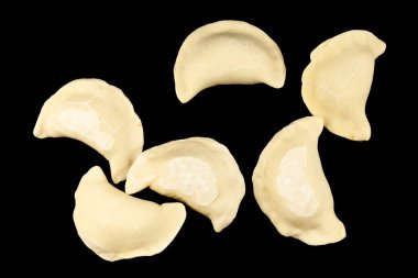 Frozen dumplings on a black background