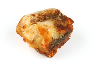 Pieces of fried hake fish isolate