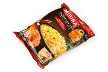LVIV, UKRAINE - March 10, 2022: Mivina instant noodles