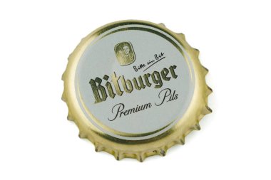 LVIV, UKRAINE - March 10, 2022: Bitburger beer cap