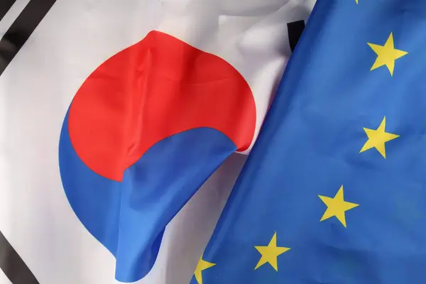 Σημαία Της Και Της Νότιας Κορέας — Φωτογραφία Αρχείου