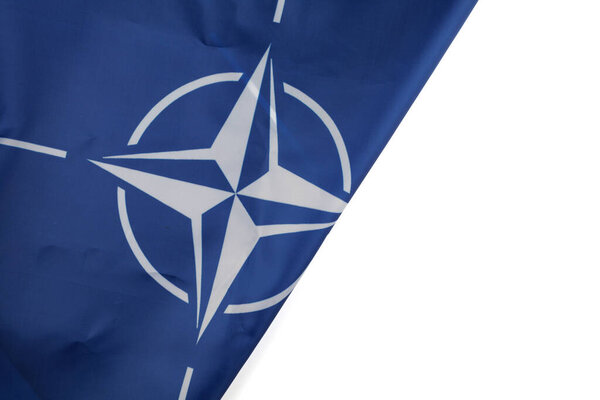 Львов, Украина - 25 февраля 2022 года: место флага НАТО для текстового пространства