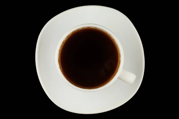 Café Uma Xícara Branca Fundo Preto — Fotografia de Stock