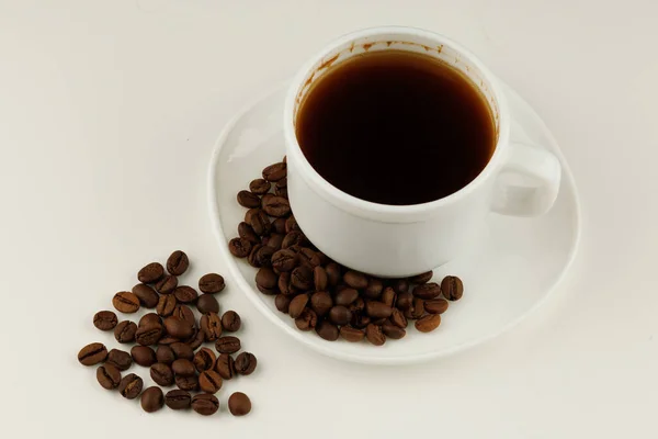 Coffee White Cup Beans — Fotografia de Stock