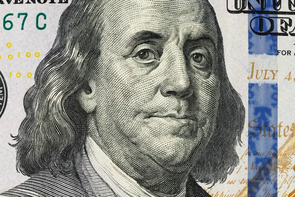 100 Dollars Benjamin Franklin Close — ストック写真