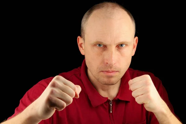 White European Man Fists Ready Defend Himself — Stockfoto
