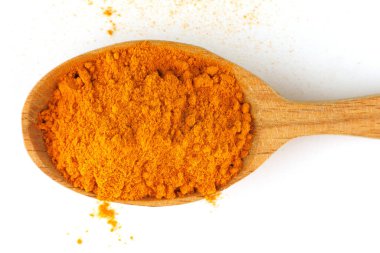 Turmeric Curcuma spice in a wooden spoon