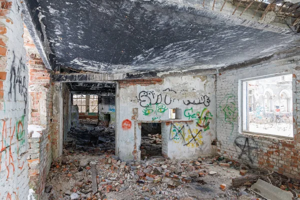 Lviv Ukraine January 2022 Destroyed Deserted Building Premises Broken Windows — Fotografia de Stock