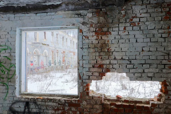 Lviv Ukraine January 2022 Destroyed Deserted Building Premises Broken Windows — Fotografia de Stock