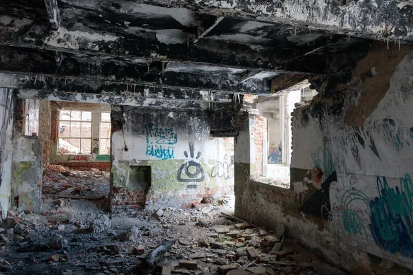 Lviv Ukraine January 2022 Destroyed Deserted Building Premises Broken Windows — Fotografia de Stock