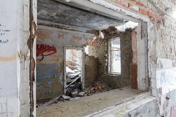 Lviv Ukraine January 2022 Destroyed Deserted Building Premises Broken Windows — Fotografia de Stock