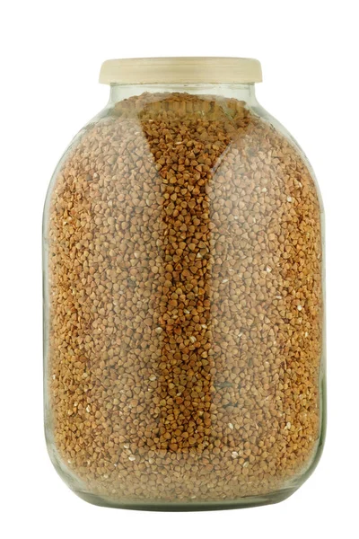 Buckwheat Glass Jar Isolate — Zdjęcie stockowe