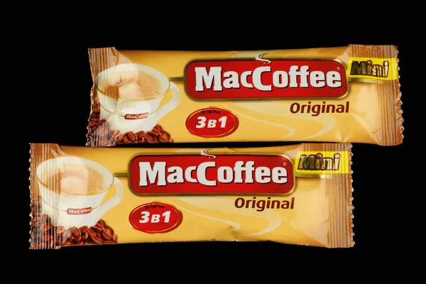 Lviv Ukraine April 2022 Maccoffee Instant Coffee Stickers — Fotografia de Stock