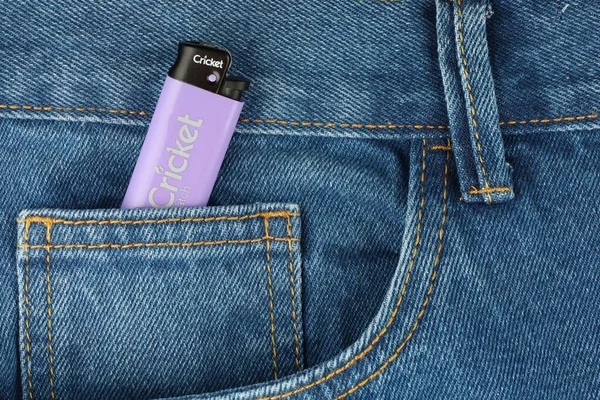 Lviv Ukraine April 2022 Cricket Lighter Jeans Pocket — Fotografia de Stock