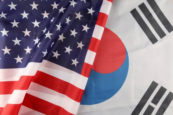 Σημαία Νότιας Κορέας Και Ηπα — Φωτογραφία Αρχείου