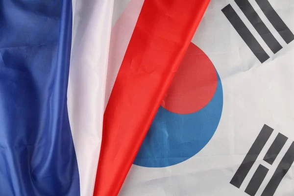 Σημαία Νότιας Κορέας Και Γαλλίας — Φωτογραφία Αρχείου