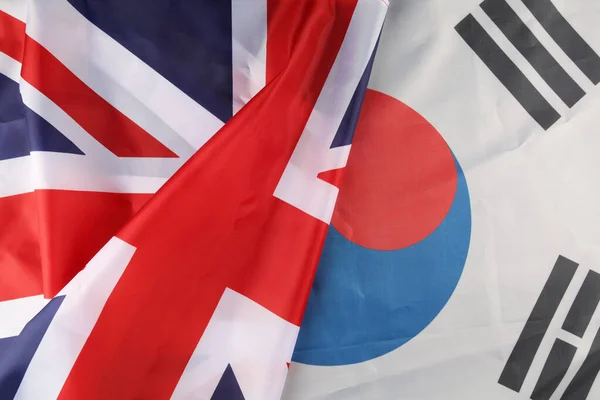 Σημαία Νότιας Κορέας Και Μεγάλης Βρετανίας — Φωτογραφία Αρχείου