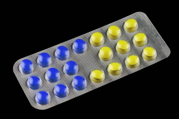 Yellow Blue Pills Close — Stock Photo, Image