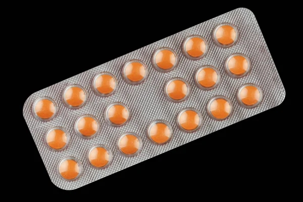 Orange Pills Transparent Blister — Fotografia de Stock