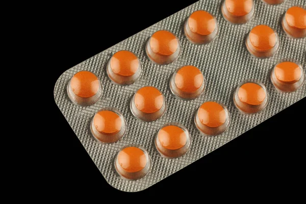 Orange Pills Transparent Blister — Stock Photo, Image