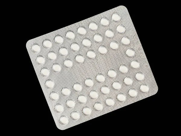 White Pills Transparent Blister — Stock Photo, Image