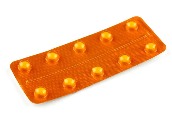 Yellow Pills Yellow Blister — Stock Photo, Image