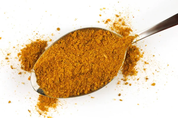 Curry Powder Seasoning Metal Spoon — Fotografia de Stock