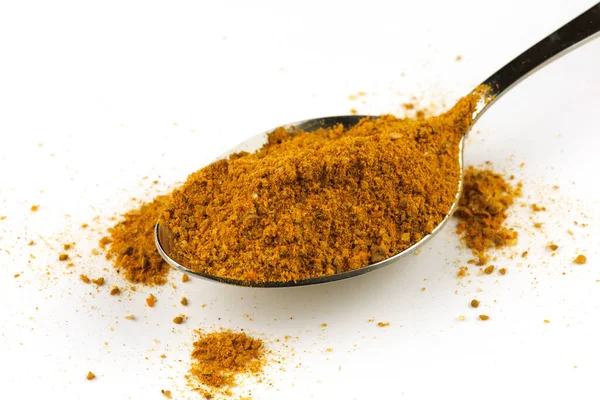 Curry Powder Seasoning Metal Spoon —  Fotos de Stock