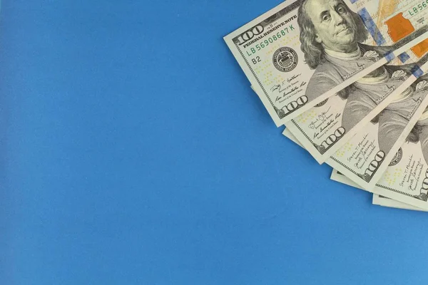 Dollars Money Blue Background Place Text Cope Space — Stockfoto