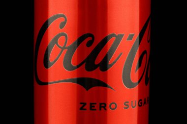 LVIV, UKRAINE - May 29, 2022: Coca cola soft drink in a jar