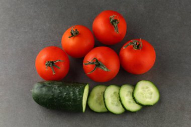 Tomatoes and cucumbers close-up. Food of vegetarians