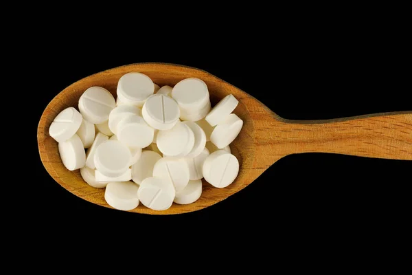 White Medical Pills Spoon — 图库照片