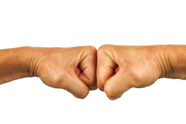 Fist against fist. Confrontation and dispute.