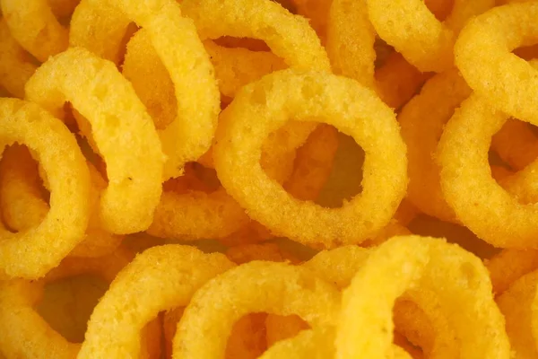 Corn Rings Yellow Snacks Close — Foto de Stock