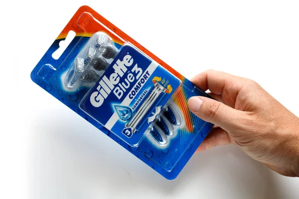 Lviv Ukraine July 2022 Gillette Blue3 Comfort Razor Blades — Photo