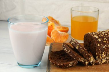 Cereal bread for healthy eating. Black bread for breakfast.
