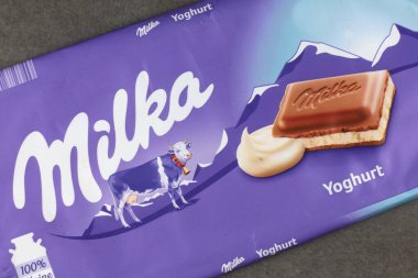 LVIV, UKRAINE - July 20, 2022: Milka chocolate bar