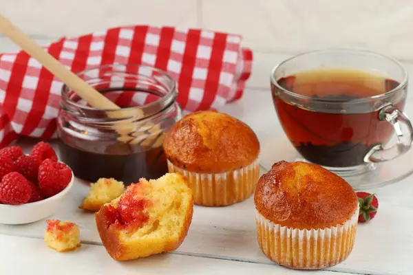 Breakfast Muffins Delicious Pastries Table — Stock fotografie