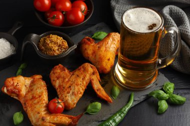 Fried chicken wings. Delicious food with fried chicken.