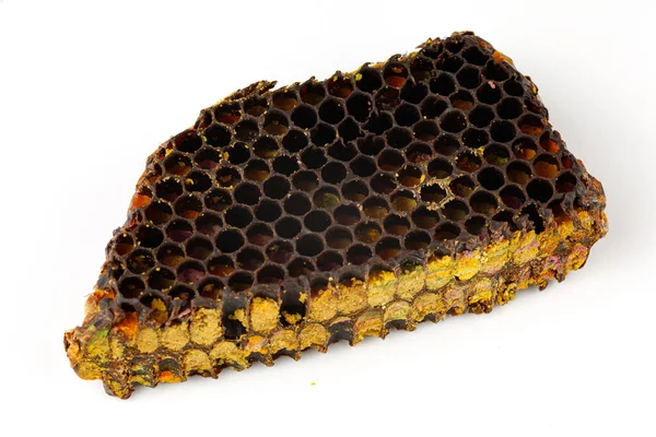 Bee Pollen Honeycomb Isolates Bee Bread Isolated White Background — Stockfoto