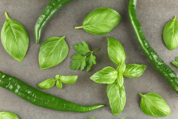 Green Vegetables Herbs Vegetarian Food Background — Stockfoto