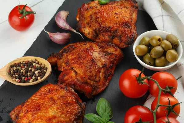 Chicken Thighs Baked Vegetables Spices Chicken Legs Thighs Baked — Stockfoto