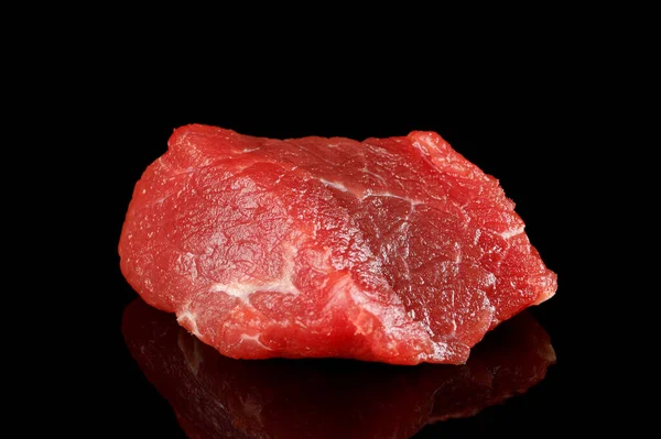 Pezzo Carne Cruda Rossa Carne Isolata Nera Carne Maiale Uno — Foto Stock