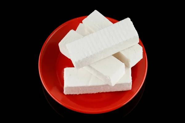 Pastilla Weißes Süßwarenprodukt Auf Schwarz — Stockfoto