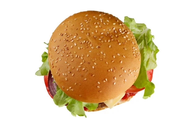 Burger Geïsoleerd Top Wit Burger Geïsoleerd Witte Achtergrond — Stockfoto