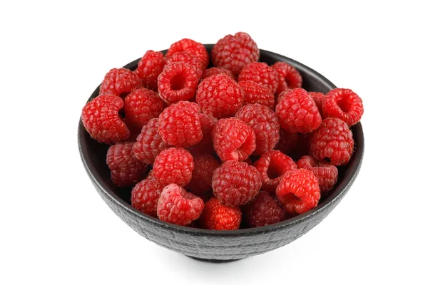 Himbeeren Schale Auf Weißem Isolat — Stockfoto