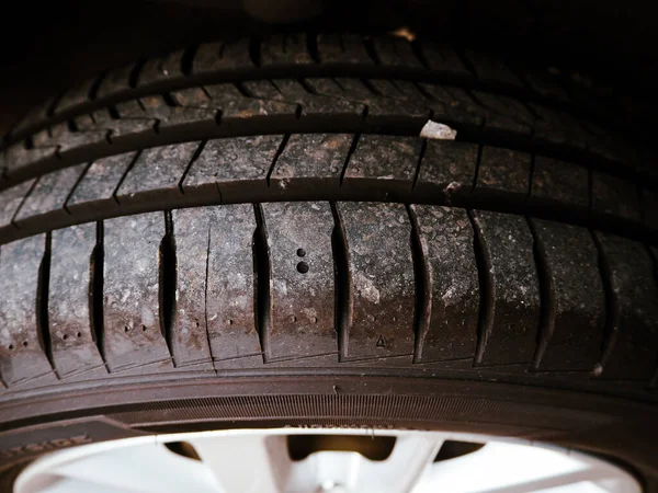 Top View Car Tire Tread Depth — Stock Photo, Image