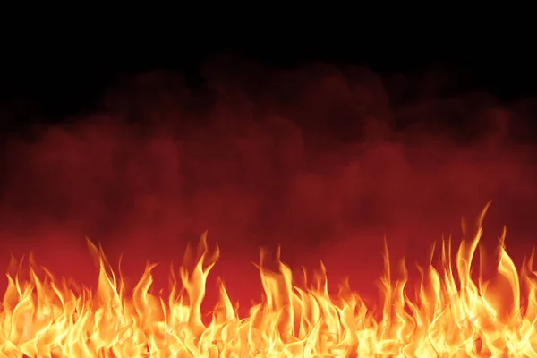 Fire Flames Blazing Smoke Black Background — Stock Photo, Image